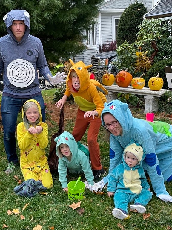 A family dressed up as Pokemon for Halloween